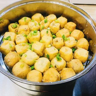 C4. Stuffed Fried Tofu with Rice, Pork, Mushroom