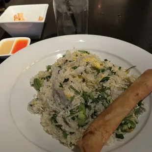 Crab fried rice with egg roll