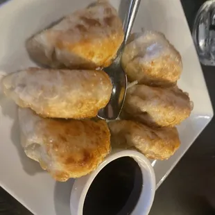 Rock Shrimp with Pork Pot Stickers