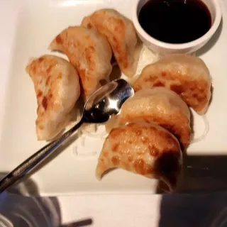 Rock Shrimp with Pork Pot Stickers