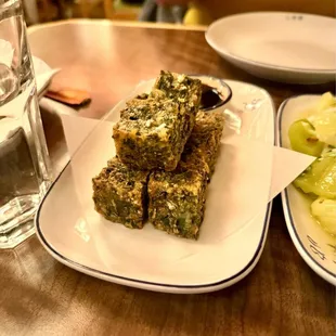 Chive cakes