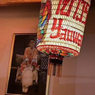 a lamp hanging from the ceiling