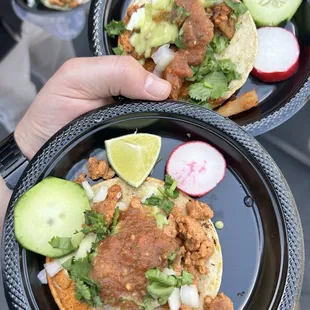 Soy rizo y papas taco