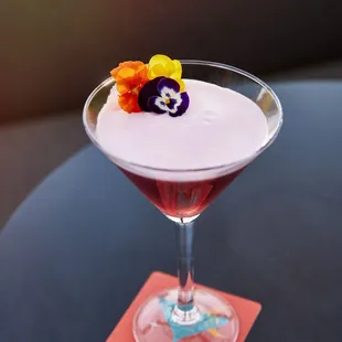 a cocktail in a martini glass