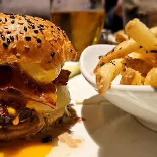 Truffle burger with bacon and egg