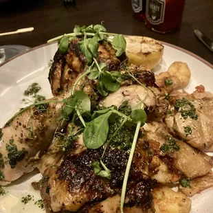 Coal Roasted Chicken w/ the chimichurri and smashed fingerling potatoes.