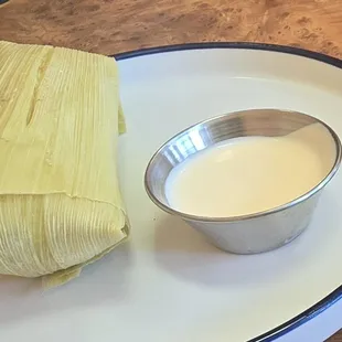 Corn tamal with cream