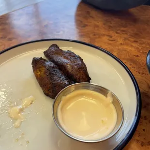 Plantains with sweet cream. Ate the first piece too fast sooooo good!