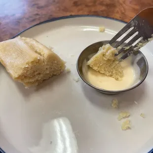 Steamed corn tamale with sweet cream