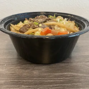 7/1/22 (fri): Side view of Yaki Udon Beef. Tasty &amp; tender!