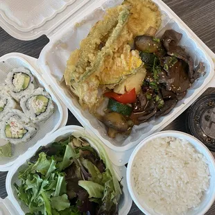 5/1/24 (wed): Combo Special - Teriyaki Beef + Tempura + Cali Roll. Sooo yummy!!