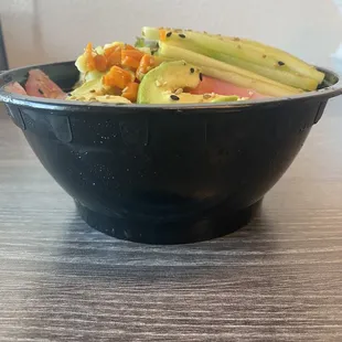 12/4/23 (mon): Sashimi Salad - side view