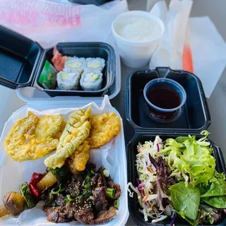 Beef and Tempura and Cali Roll Combo