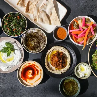 Yasmine traditional dips, sides and salads