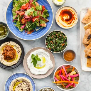 Yasmine dips and salads