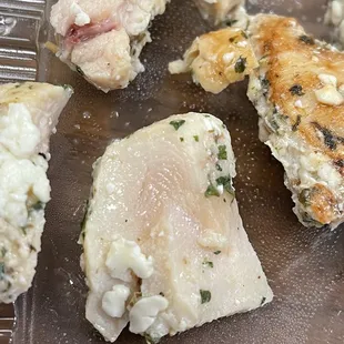 Raw chicken from salad