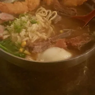 Ramen soup w shrimp n pork.
