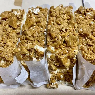 Coffee crunch cake slices