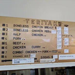 Menu, May 2019.