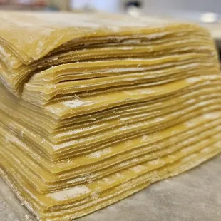 Fresh wonton skin, comes in large (45) or small (80) pack.