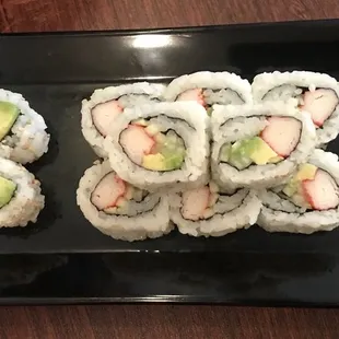 Tuna avocado roll and California roll