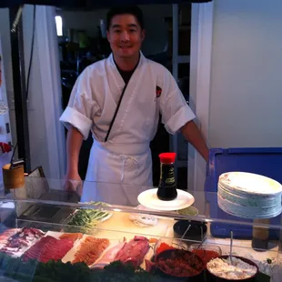 Brandon from Yatai sushi, all set to go.