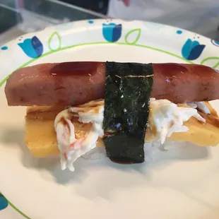 Spam, crab, tamago