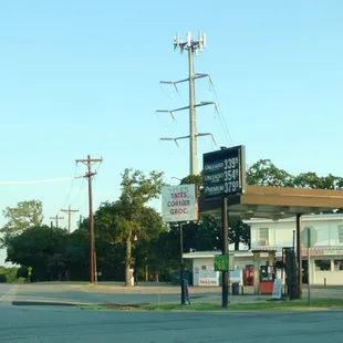 a view of a gas station
