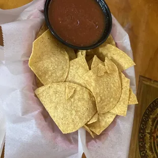 Complimentary chips and salsa