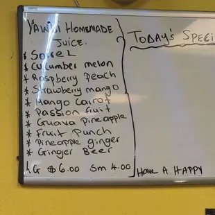 Daily fresh juice menu!