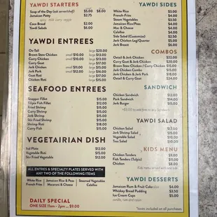menu