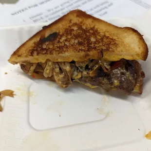 Patty melt, half reheated