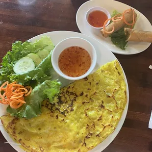 Chicken &amp; Shrimp Crepe. Fried Egg rolls