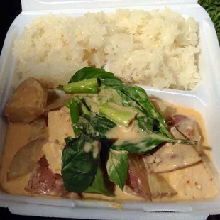 Red chicken curry &amp; potatoes $8.25