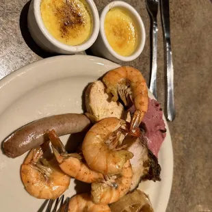 shrimp prime beef and crème brûlée