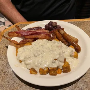 Biscuits and gravy bacon sausage I didn&apos;t eat this but my company recommended it. Way too heavy for my taste!