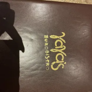 Front cover of the menu