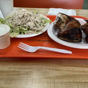 Four pieces and a salad