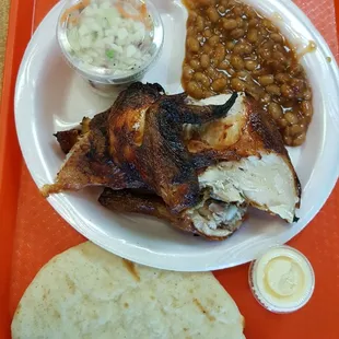 4 pieces (1/2 a chicken) with coleslaw and beans