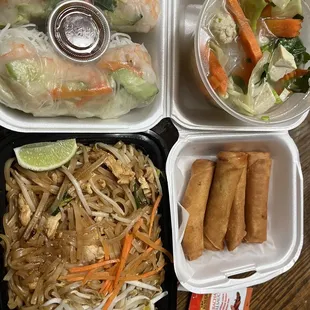 Cheese Rolls Pad, Thai Special Healthy Soup, fresh roll with shrimp.