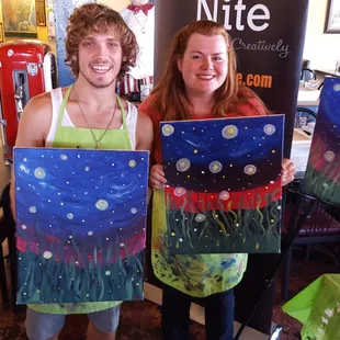 Fireflies painting - level: very easy