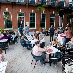 people eating outside