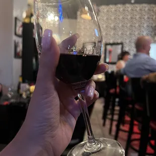 Sample glass of Red during Wed Wine Society