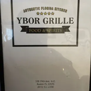 Menu cover