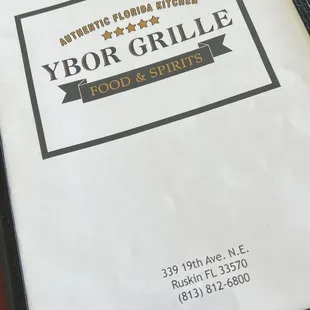 Menu cover