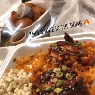 a meal in a styrofoam container