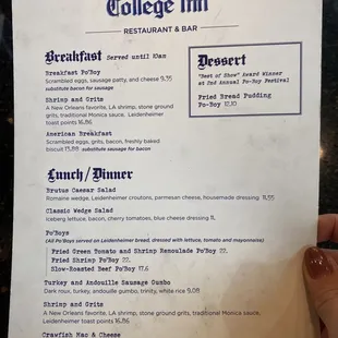 menu