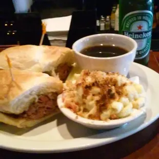 French dip and smoked gouda man &amp; cheese on a rainy day!! AMAZING food, FANTASTIC service and always GREAT live entertainment!