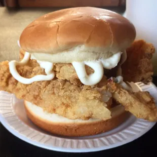 Amazing fish sandwich. Loaded!