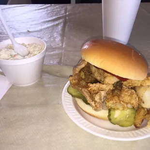 Classic fish sandwich with creamy slaw